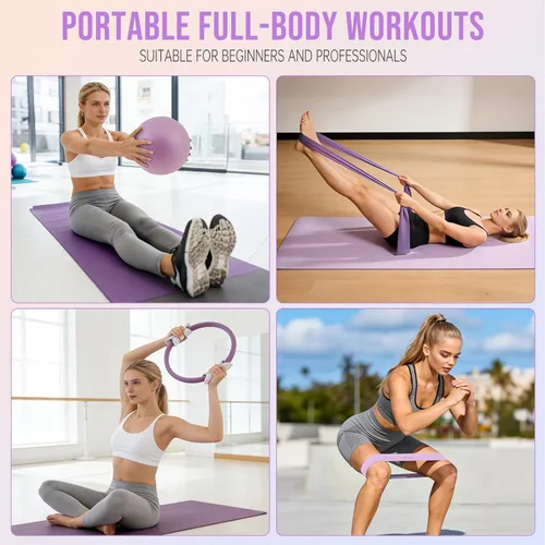 Vista 2 de Kit de pilates de 8 piezas para mujer, kit de entrenamiento