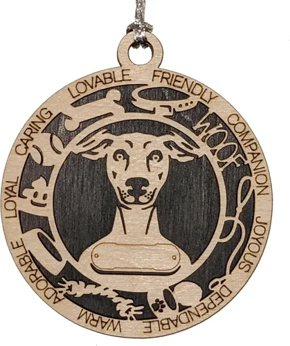 Vista 177 de Adorno de Navidad personalizado para perro Cavalier King Charles Spaniel, redondo de 3 pulgadas, madera cortada con láser de 2 capas, nombre y texto