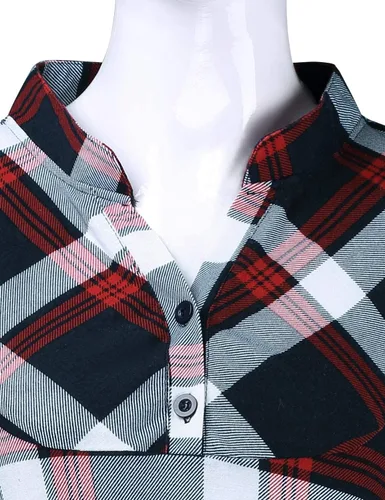 Vista 4 de Miusey Blusa tipo túnica holgada con cuello en V y manga enrollada para mujer
