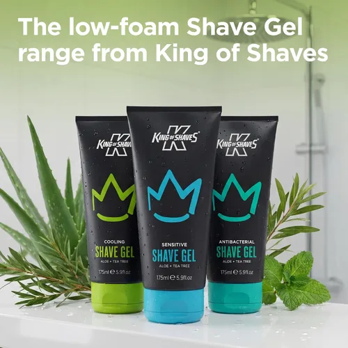 Vista 6 de King of Shaves Gel de afeitado refrescante para hombres, gel de afeitar transparente de baja espuma para pieles sensibles, moldeo de barba