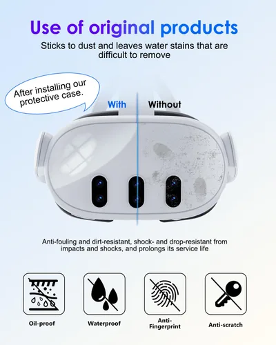 Vista 2 de OLCLSS Accessories for Meta Quest 3, VR Accessory Set for Quest 3, VR Accessories Included Transparent Shell Cover, Lens Tempered Glass Protector