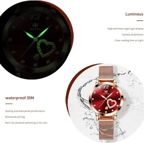 Vista 8 de OLEVS Reloj de mujer de malla para mujer con fecha, analógico de cuarzo, reloj de pulsera para mujer, vestido clásico, resistente al agua