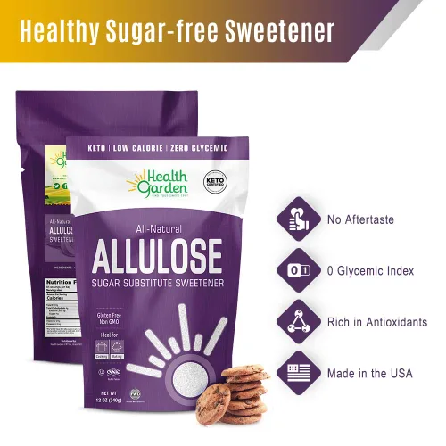 Vista 4 de Health Garden Edulcorante de alulosa, sin gluten ni azúcar, cero carbohidratos netos, sin OMG, kosher, apto para dieta cetogénica (12 onzas)