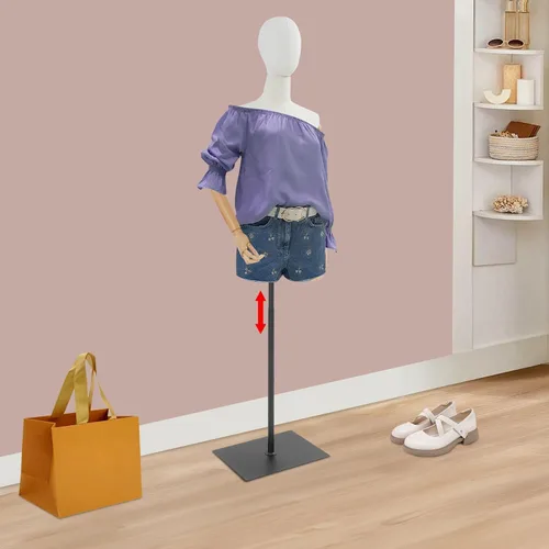 Vista 9 de Maniquí femenino con forma de torso, cuerpo de maniquíes de exhibición con cabeza giratoria y brazos mecánicos ajustables, maniquí femenino