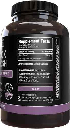 Vista 3 de PURE ORIGINAL INGREDIENTS Black Cohosh, Ashwagandha y Vitex Berry Capsule Bundle, 365 cápsulas cada una, siempre puro