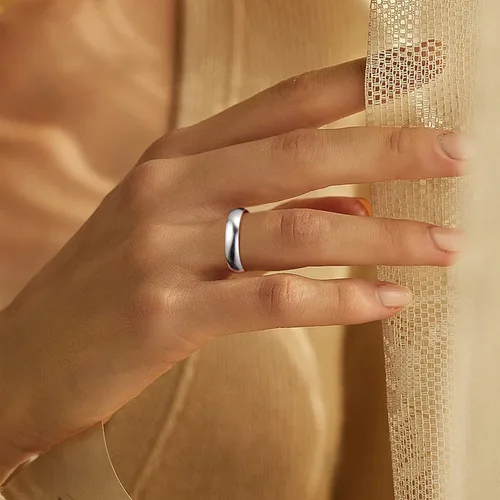 Vista 4 de MILACOLATO Anillos de plata de ley 925 para mujeres y hombres, chapados en oro blanco de 18 quilates, anillos apilables para pulgar, resistentes al