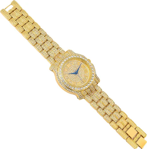 Vista 5 de Charles Raymond Bling-ed Out Ultimate Hip Hop Royalty Reloj para hombre con número romano de fácil lectura o indicadores de tiempo de diamantes