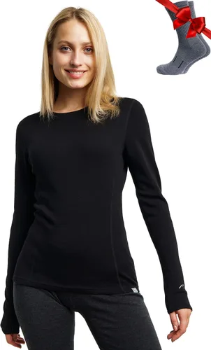 Vista 15 de 100% lana merino capa base mujer - camisa térmica de manga larga con 165 gris carbón