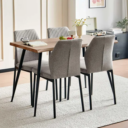 Vista 12 de Juego de 2 sillas de comedor de piel sintética con patas de metal negro, juego de 2 sillas de comedor impermeables para cocina y comedor, montaje