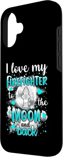 Vista 2 de Firefighter Wife I love my husband to the moon and back - Carcasa para iPhone 16