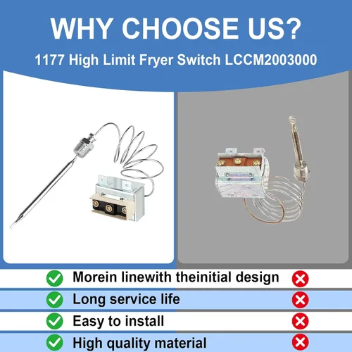 Vista 7 de Interruptor de freidora de termostato de límite alto 1177 LCCM200300 compatible con ATOSA 301030005 Termostato Hi Limit con 3/8 "Mpt Stuff Box Hi