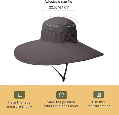 Vista 6 de Leotruny Sombrero de pescador de ala súper ancha UPF50+ sombrero impermeable para pesca, senderismo, camping