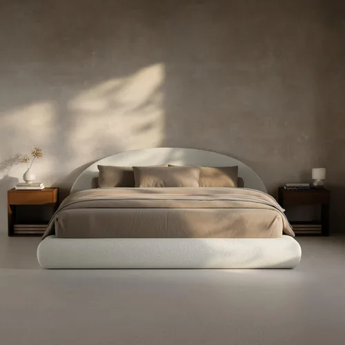 Vista 11 de RECCI AirFrame - Base de cama tapizada de media luna con plataforma doble, base curvada de terciopelo con cabecero, espuma acolchada totalmente