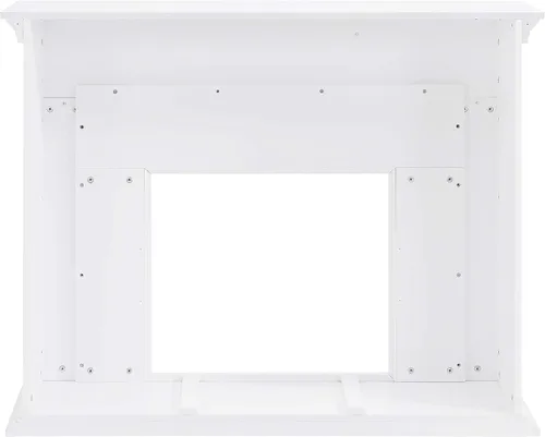 Vista 4 de SEI Furniture Torlington - Chimenea eléctrica con azulejos, blanco, mármol gris, 15 pulgadas de profundidad x 50 pulgadas de ancho x 39 pulgadas