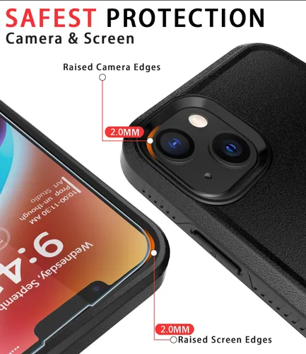 Vista 3 de Diverbox Funda para iPhone 14 [a prueba de golpes] [a prueba de caídas] [protector de pantalla de vidrio templado], funda de protección resistente
