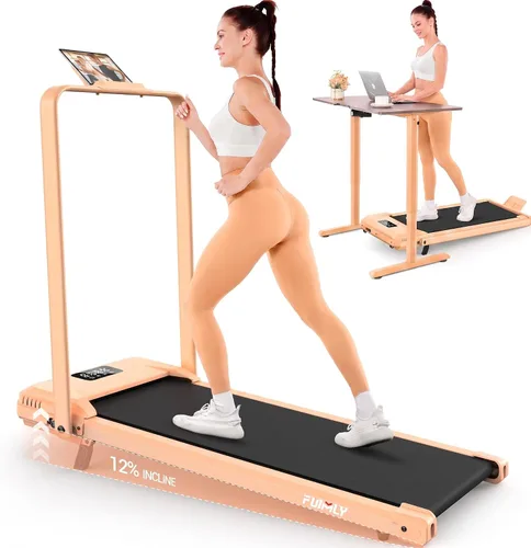 Vista 14 de FUNMILY Cinta de Correr Plegable con Almohadilla de Caminata Mejorada con Inclinación del 12%/15% y Barra de Manejo, Cintas de Correr Compactas