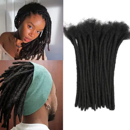 Vista 23 de Extensiones de Cabello Humano Loc Extensiones de Cabello Humano 4 Pulgadas 10 Hebras 0.08 Pulgadas de Ancho Hechas a Mano Extensiones de Rastas 0.1