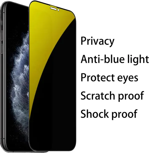 Vista 7 de Espejo de vidrio templado antiazul, protector de pantalla anti-espía, película antiespía para iPhone 11 Pro Max/iPhone XS Max, 6.5 pulgadas