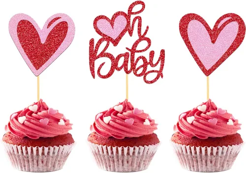Vista 14 de 24 adornos para cupcakes para el día de San Valentín, 1er cumpleaños, temática de dulce amor, decoración de pastel para el día de San Valentín, 1er