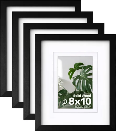 Vista 64 de Egofine - Marcos de fotos de 4 x 6 pulgadas (4 unidades) cubiertos por plexiglás, para fotos de 3 x 4.5 pulgadas / 3.5 x 5 pulgadas con paspartú