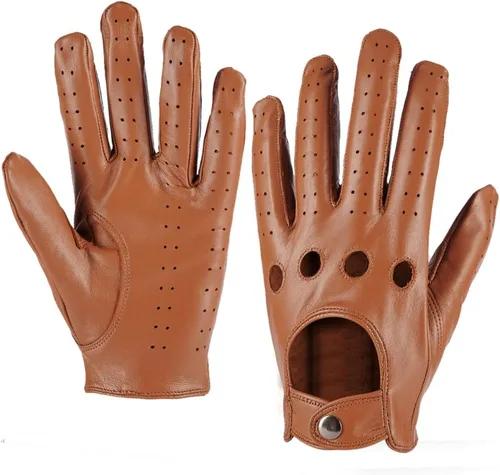 Vista 8 de MGGMOKAY Guantes de conducción de cuero con pantalla táctil sin forro para hombre
