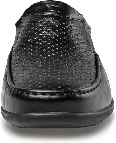 Vista 2 de LUODENGLANG Mocasines de cuero genuino de primera calidad para hombre, zapatos casuales sin cordones para conducir, mocasines para hombre, ligeros