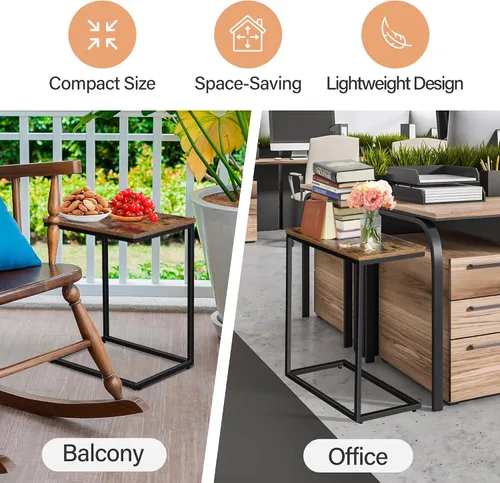 Vista 5 de ZENY Mesa auxiliar en forma de C, mesa auxiliar para sofá, sofá y cama, bandeja de TV, mesa C de escritorio para sala de estar, dormitorio, 13.8 x