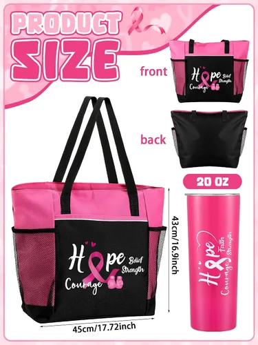 Vista 5 de Paterr Paquete de 2 bolsas y bolsas de quimioterapia para mujeres para el cáncer de mama, accesorios para el cáncer de mama