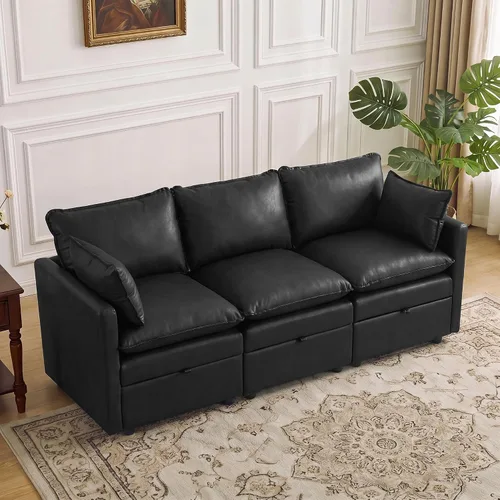 Vista 111 de Otomana cuadrada grande de 27 pulgadas con almacenamiento, reposapiés tapizado moderno con patas antideslizantes para sofá, mesa de café, sala