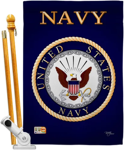Vista 18 de Breeze Decor Bandera de jardín de 13 x 18.5 pulgadas, con licencia oficial de las Fuerzas Armadas de los Estados Unidos de la Marina de los Estados