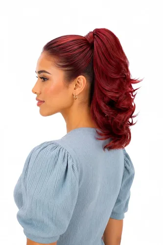 Vista 45 de PRETTYSHOP - Extensión de cabello rizado voluminoso, cola de caballo de 14 pulgadas con clip, resistente al calor