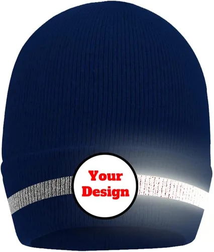 Vista 13 de Hi Vis - Gorro de seguridad para personalizar tu logotipo, gorro de punto de invierno con tiras reflectantes unisex