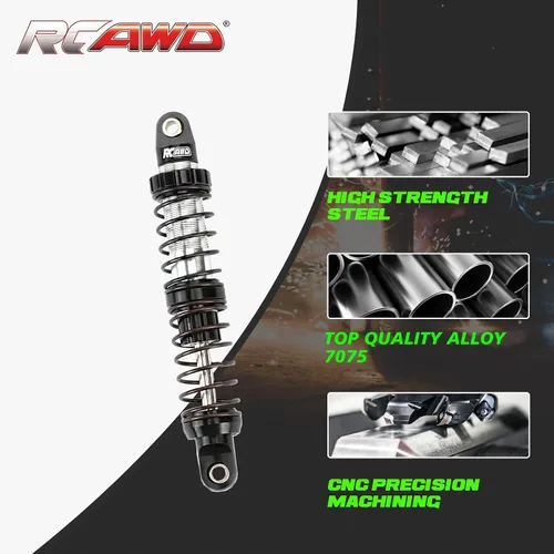 Vista 6 de RCAWD 7075 Amortiguadores de 80mm Universales para 1/10 RC Crawler, Mejoras para SCX10 I II III Pro 90046 AXI231017 TRX4 TRX6 Redcat D90 MST RC Negro