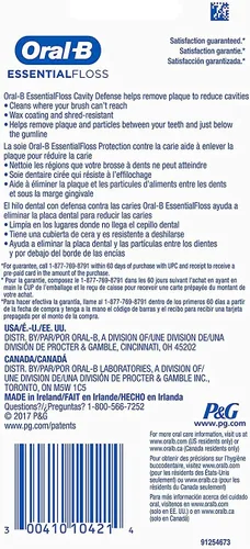 Vista 2 de Oral-B EssentialFloss Cavity Defense - Hilo dental (50 M, 2 unidades)