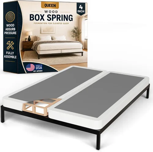 Vista 16 de Treaton, Cama Queen sin ensamblar – Somier de madera de 2.5 pulgadas – Fabricado en Estados Unidos – Silencioso sin ruido – Base de colchón