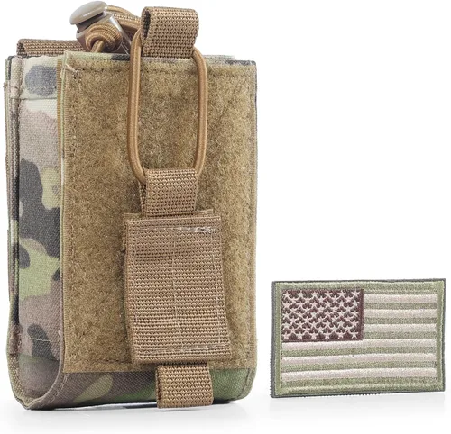 Vista 9 de OneTigris Funda de radio para BaoFeng UV-5R BF-F8HP Bolsa de nailon MOLLE para Walkie Talkie Rifle Mag (negro) Fit BaoFeng UV-5R BF-F8HP,w/ USA