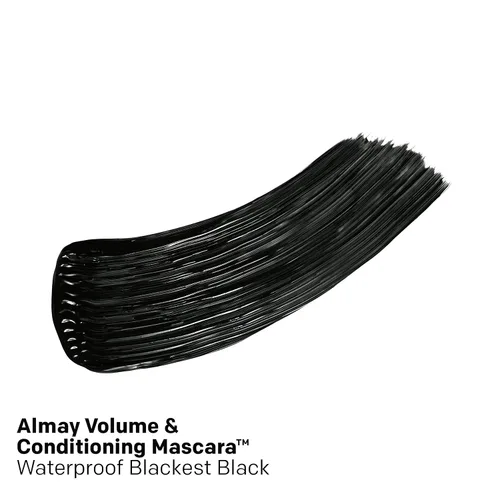 Vista 2 de Almay Máscara de volumen y acondicionador, hidratante durante todo el día, 40 negro más negro impermeable, 0.27 onzas líquidas