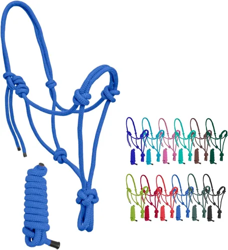 Vista 6 de Resistance Halter de cuerda ajustable de nailon liso con plomo a juego de 6 pies