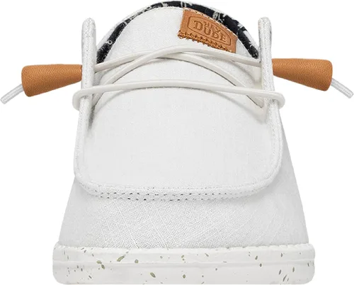 Vista 4 de Hey Dude Wally Linen - Mocasines para hombre, cómodos y ligeros, sin cordones Blanco
