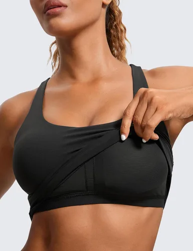 Vista 5 de CRZ YOGA Butterluxe - Brasier deportivo con tirantes delgados para mujer, con relleno, entrecruzado, para yoga, entrenamiento, camiseta corta sin