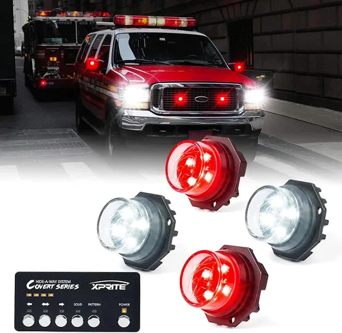 Vista 17 de Xprite Kit de luces estroboscópicas LED ámbar ocultas, 20 patrones intermitentes con panel de control, faros, luces traseras, luces antiniebla