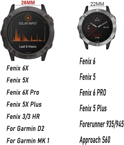 Vista 5 de Correa de reloj de 0.866 in para Garmin Forerunner 945 935 Fenix 5 5Plus Fenix 6 Pro silicona reloj inteligente banda liberación rápida correa