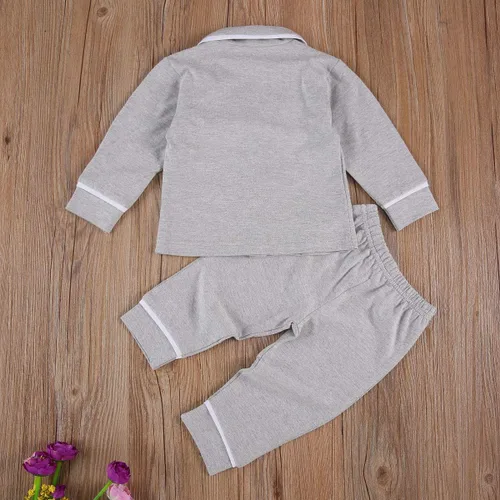 Vista 111 de Conjunto de pijama de manga larga con botones para niña pequeña, conjunto de ropa de dormir