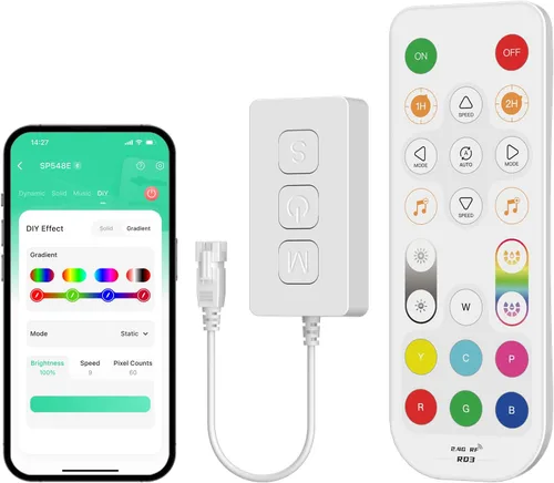 Vista 8 de PAUTIX Controlador de música LED Bluetooth 12 en 1, controlador de color completo SP630E, control de aplicación iOS/Andriod compatible con casi