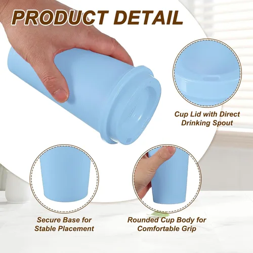 Vista 3 de uxcell 2 tazas reutilizables para café, 16 onzas, café de viaje, color azul Azul claro
