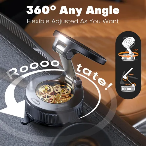 Vista 2 de Soporte de teléfono para automóvil, soporte magnético ajustable de 360° para automóvil, soporte de teléfono plegable con ventosa, soporte