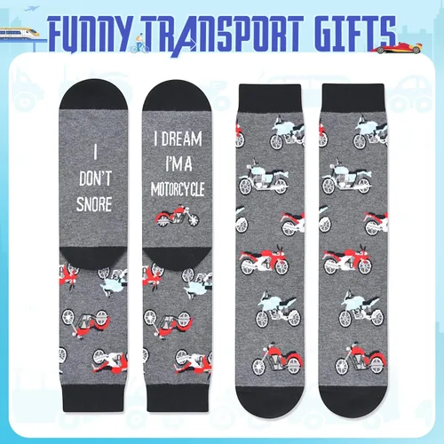 Vista 4 de Zmart Funny Motorcycle Gifts for Men - Motorcycle Socks for Dirt Bike Riders gris (Motorcycle Grey)