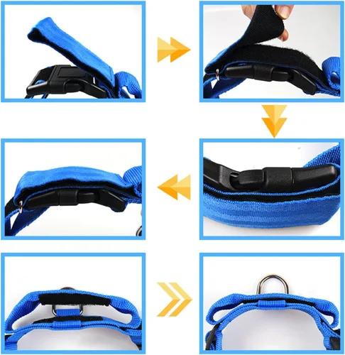 Vista 6 de 3 colores y 3 tamaños: collar táctico para perro de servicio K.9, collar básico ajustable de nailon con parche reflectante para perros pequeños