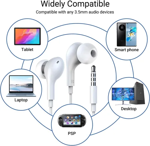 Vista 4 de Auriculares intrauditivos con cable magnético con micrófono para Samsung Galaxy A03s A12 A13 A53 A52 A32 A21 A51 S10 S9 Plus Note 9 BLU LG Phone
