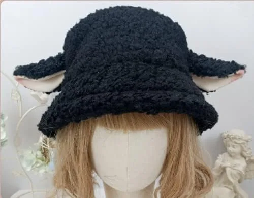 Vista 2 de Lolita - Gorro de lana de cordero con diseño de oveja bereber con forro polar divertido para pescador para invierno para mujeres y niñas